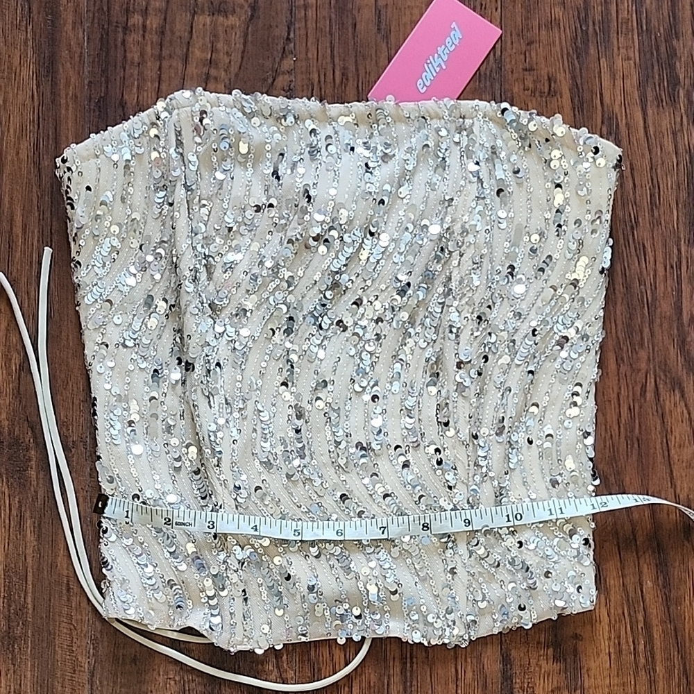Edikted Silver Sequin Corset Top